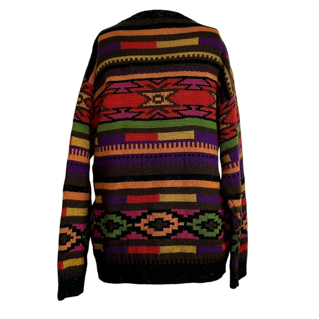 VTG 90s Hastings & Smith M Southwestern Aztec Cable Knit Crewneck Sweater