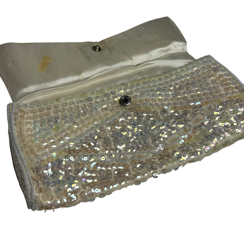 VTG 50s La Regale Beaded Sequin Clutch Evening Bag Handbag Small Bridal Coquette