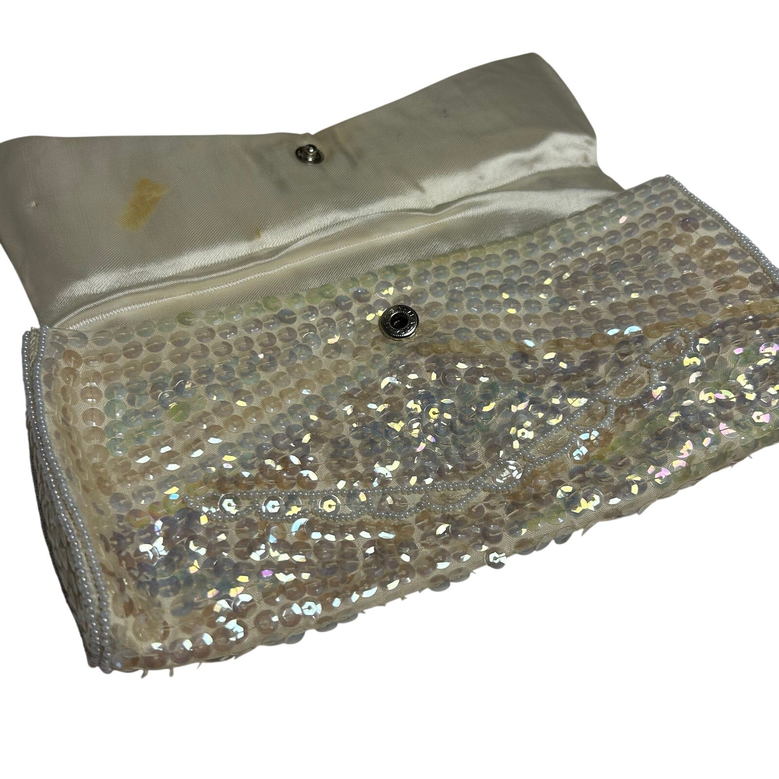 VTG 50s La Regale Beaded Sequin Clutch Evening Bag Handbag Small Bridal Coquette