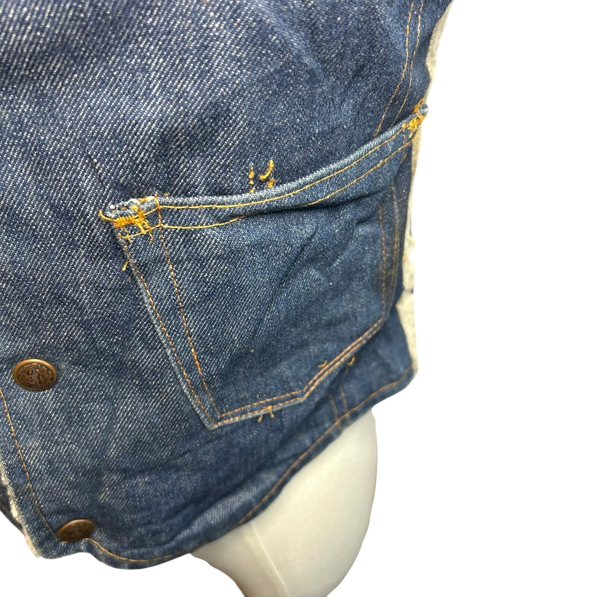 VTG 70s Nelson Denim Sherpa Vest Western Ranchcore Medium Workwear Biker Retro
