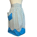 VTG Blue White Cotton Apron Handmade Pocket Polka Dot Cottage Retro Western Boho