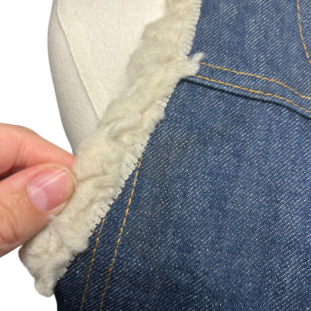 VTG 70s Nelson Denim Sherpa Vest Western Ranchcore Medium Workwear Biker Retro