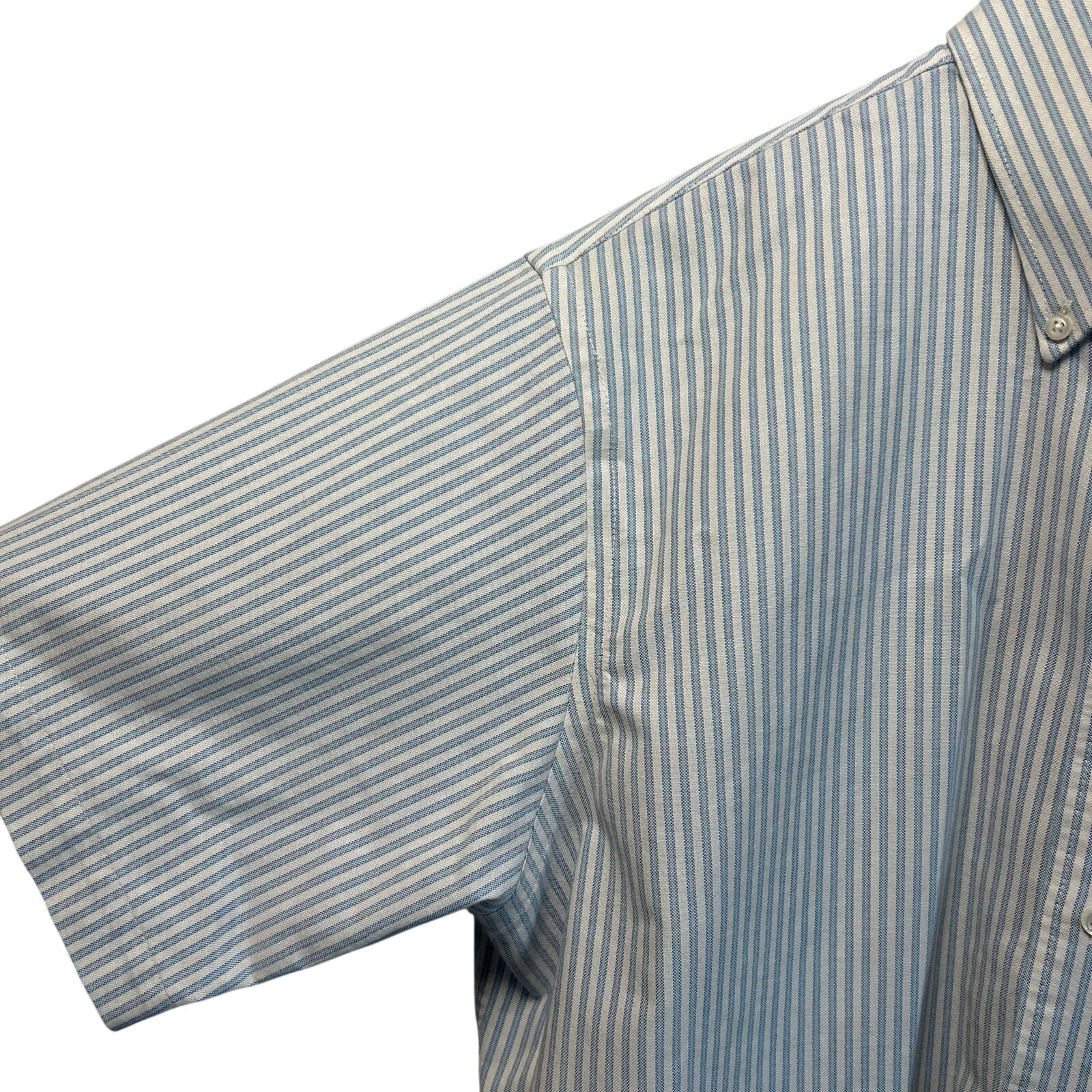 VTG Y2K Stafford White Blue Pinstripe Oxford Short Sleeve Size 16 Utility Basics