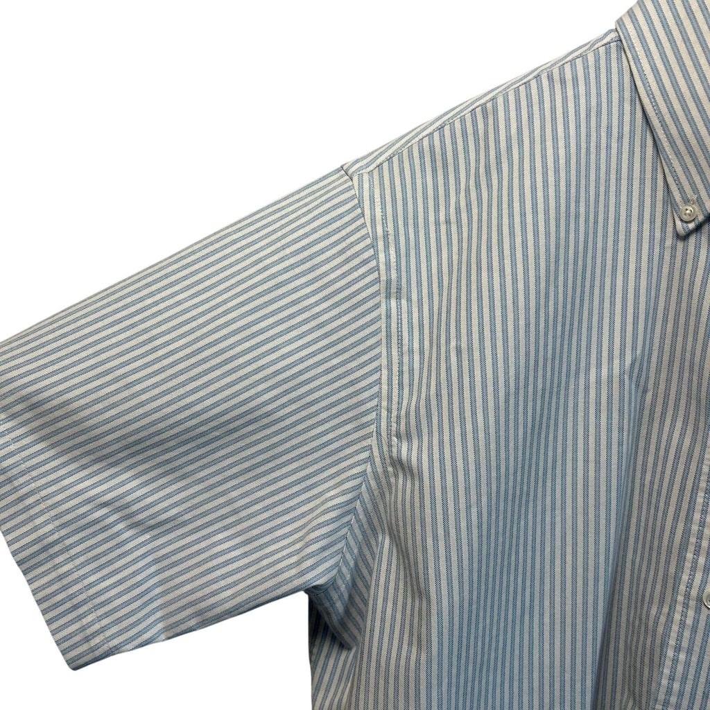 VTG Y2K Stafford White Blue Pinstripe Oxford Short Sleeve Size 16 Utility Basics