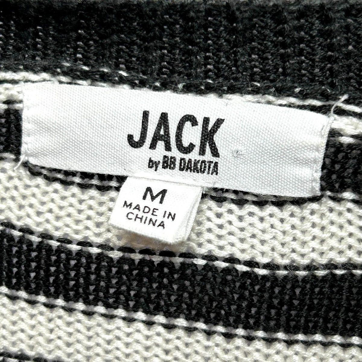 Jack by BB Dakota Black White Striped M Knit Sweater Preppy Ruffle Trim Coquette
