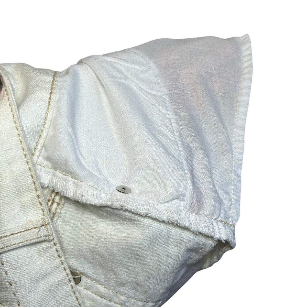 VTG Y2K Mudd White Denim 8 Mini Skirt Raw Hem Grunge Streetwear Retro Casual