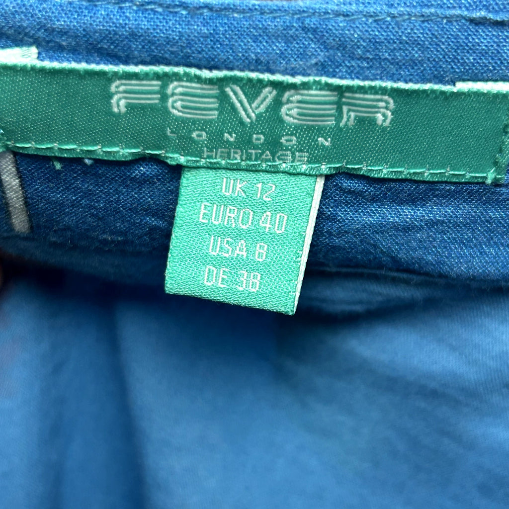 Fever London Blue Pleated Skirt Size 8 Midi Boho Preppy Twee Retro Whimsigoth