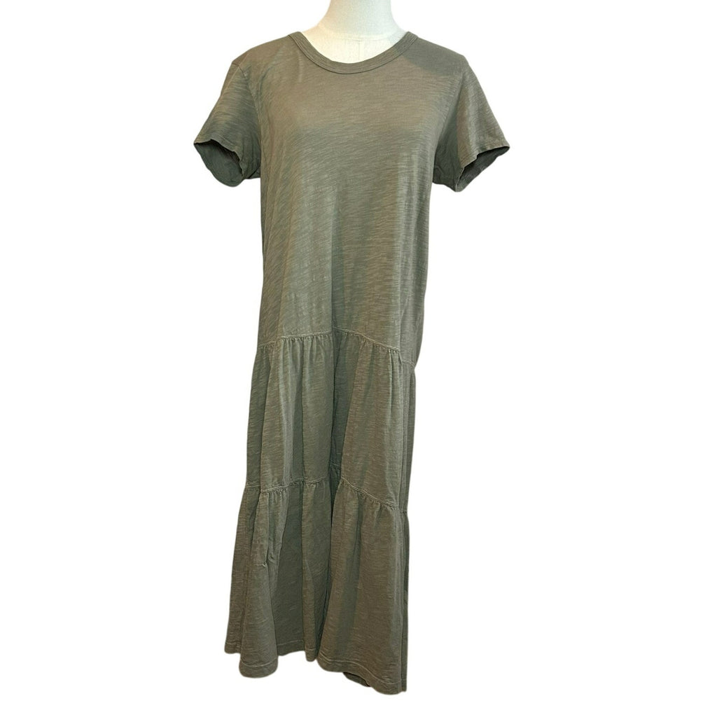 Wilt Slub Knit Tiered Midi Dress Sage Green S
