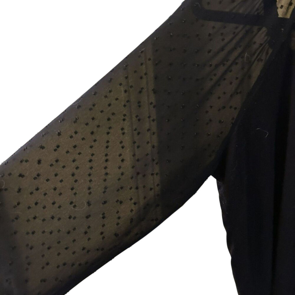 LOFT Black Sheer Swiss Dot Puff Sleeve Square Neck Top Size M Whimsygoth Blouse