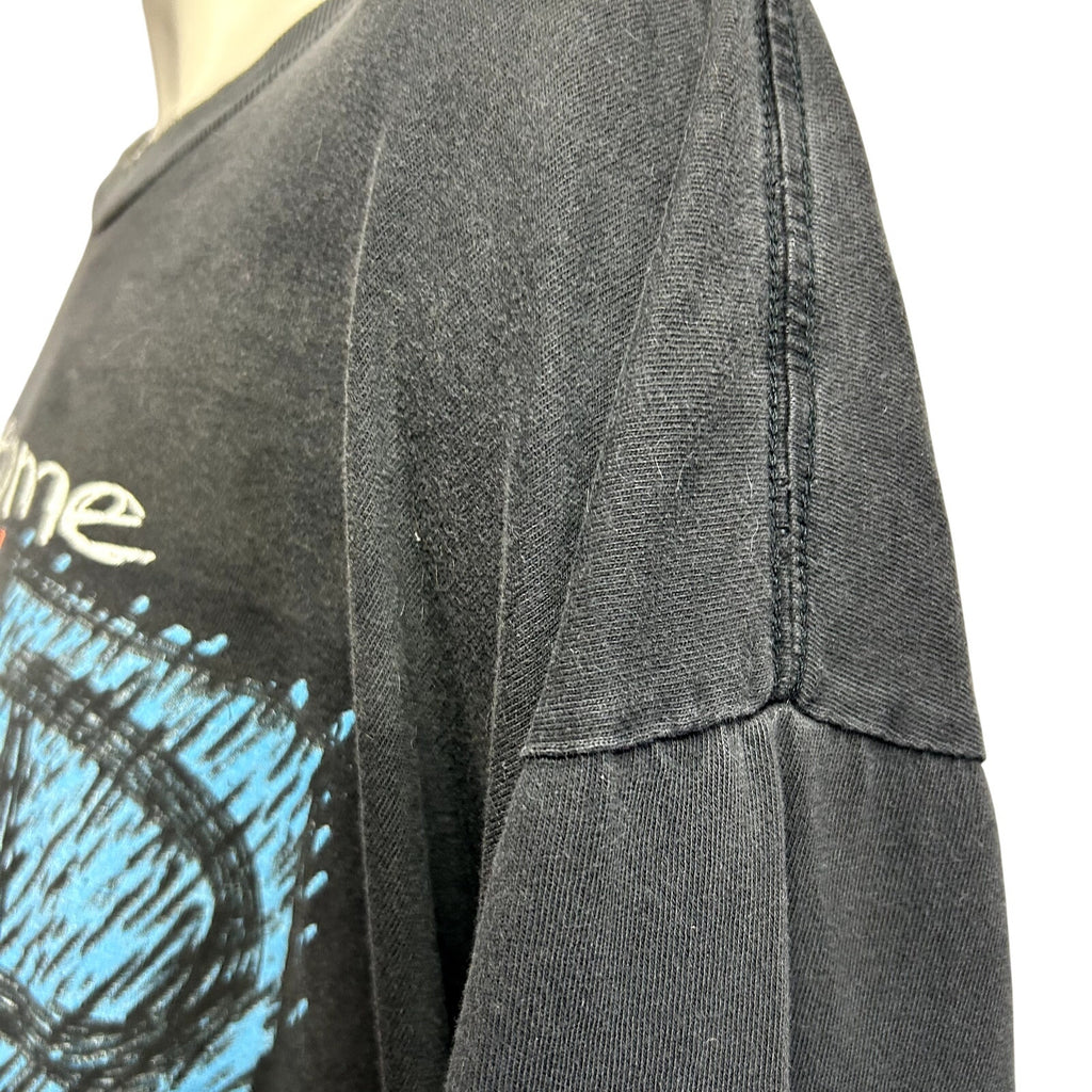VTG 90s TSI 2XL Black Awesome Dad Graphic T-Shirt Grunge Thrashed Distressed