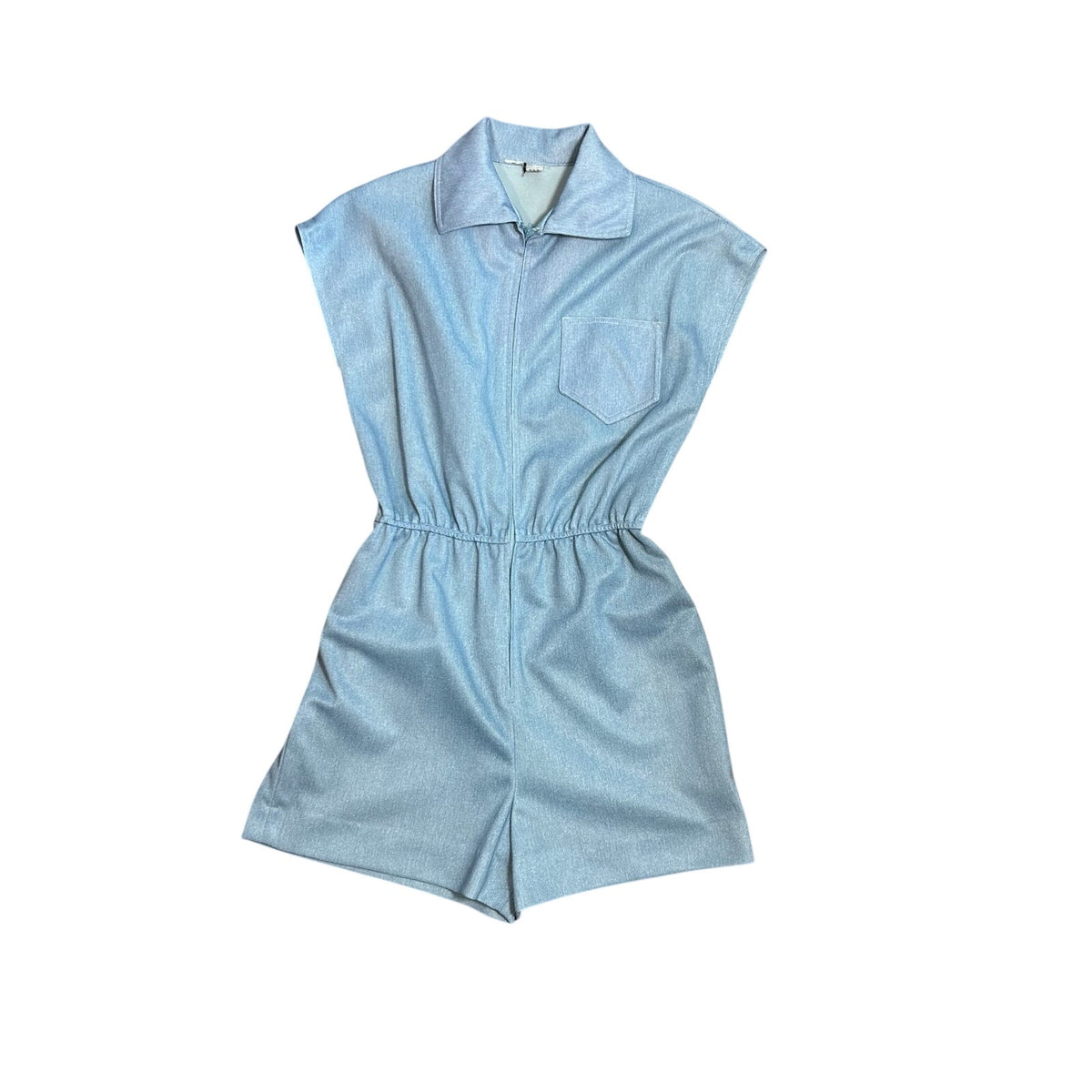 VTG 70s Blue Skirt Romper 2Pc Set Small Retro Preppy Twee Casual Indie Sleaze
