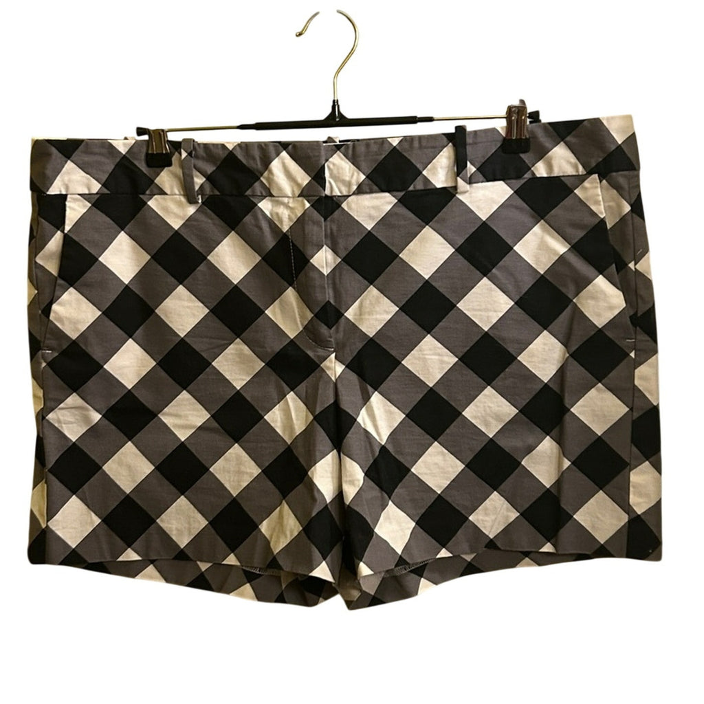 Ann Taylor Factory Black White Gingham Shorts Plus Size 16 Cotton Like New