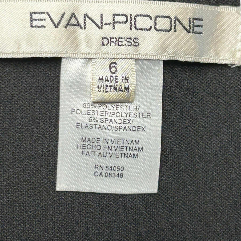 Evan Picone 6 Black Sleeveless Midi Dress Minimalist Formal Cocktail Gown Glam