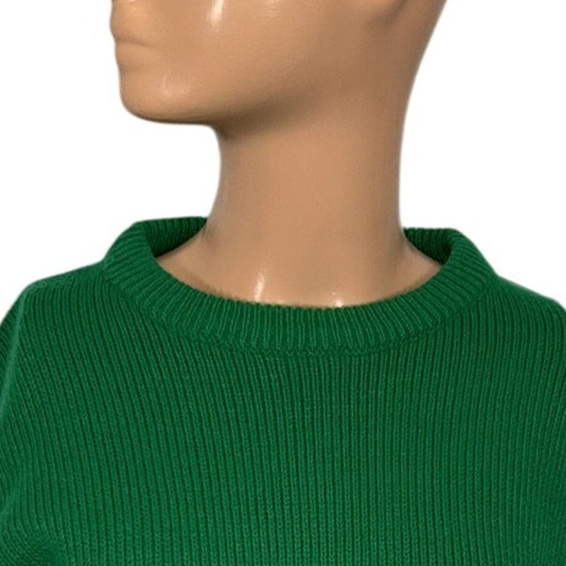 VTG 90s Alicia M Green Cable Knit Relaxed Cottage Sweater Casual Comfy Preppy