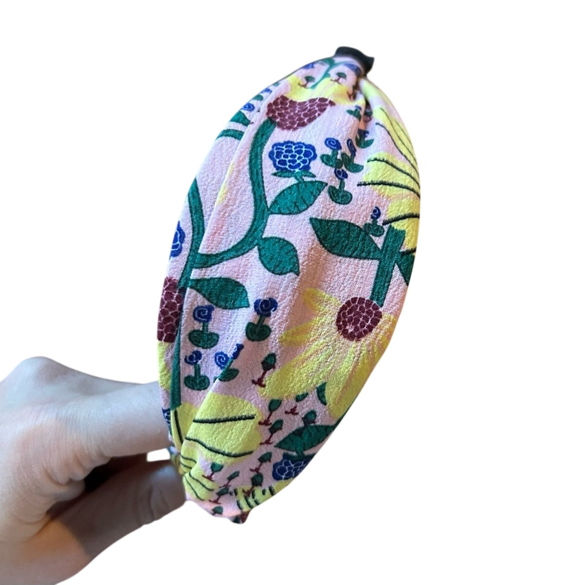 Floral Pink and Yellow Headband Knotted Top Bohemian Cottagecore Indie Artsy OS