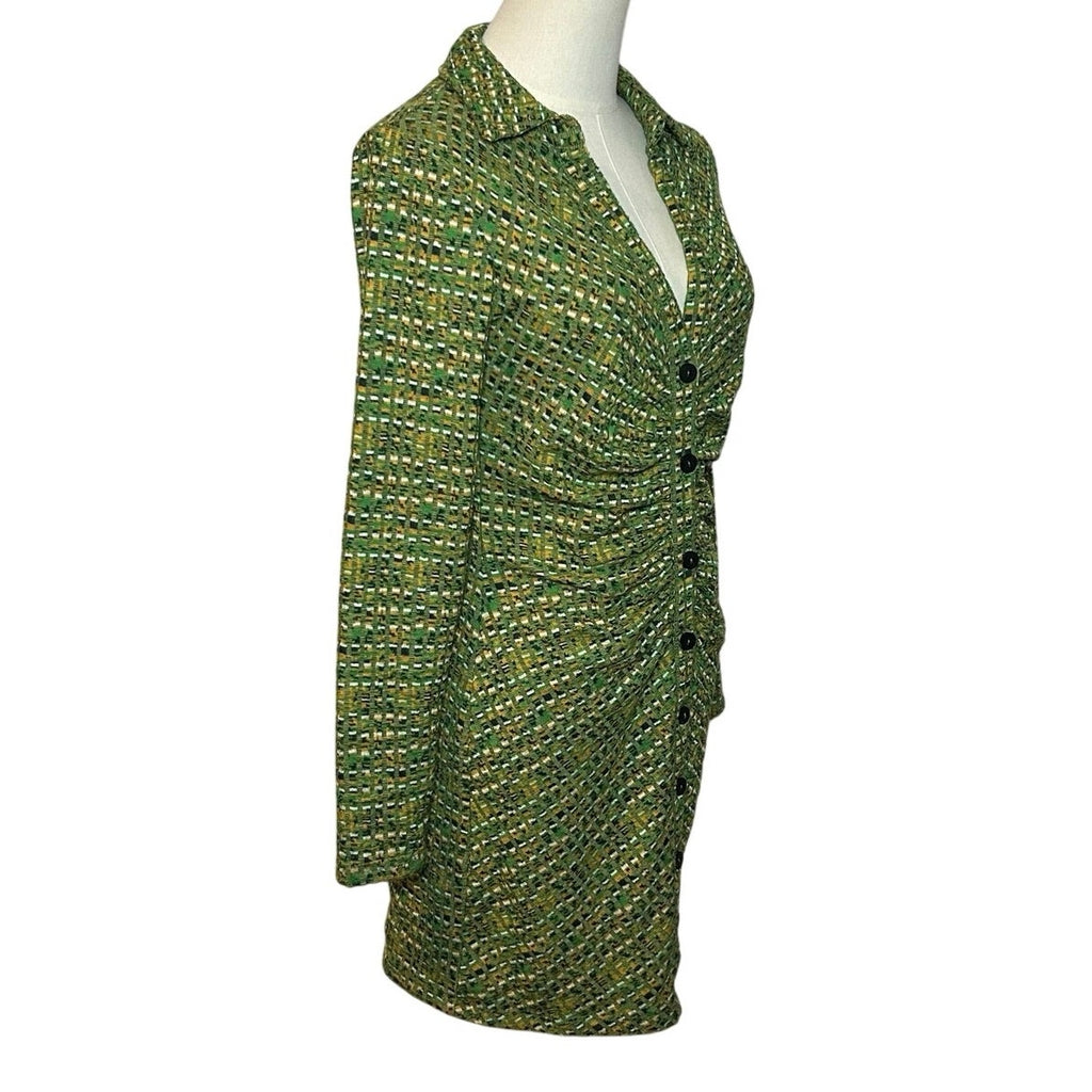 Stradivarius Green Long Sleeve Knit Dress M Minimalist Preppy Retro Streetwear