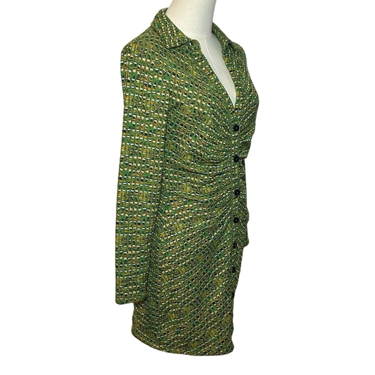 Stradivarius Green Long Sleeve Knit Dress M Minimalist Preppy Retro Streetwear