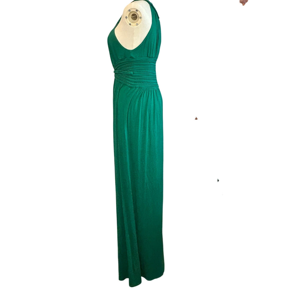 Max Studio Emerald Green Ruched Halter Maxi Dress Maternity Photoshoot Fair Luxe