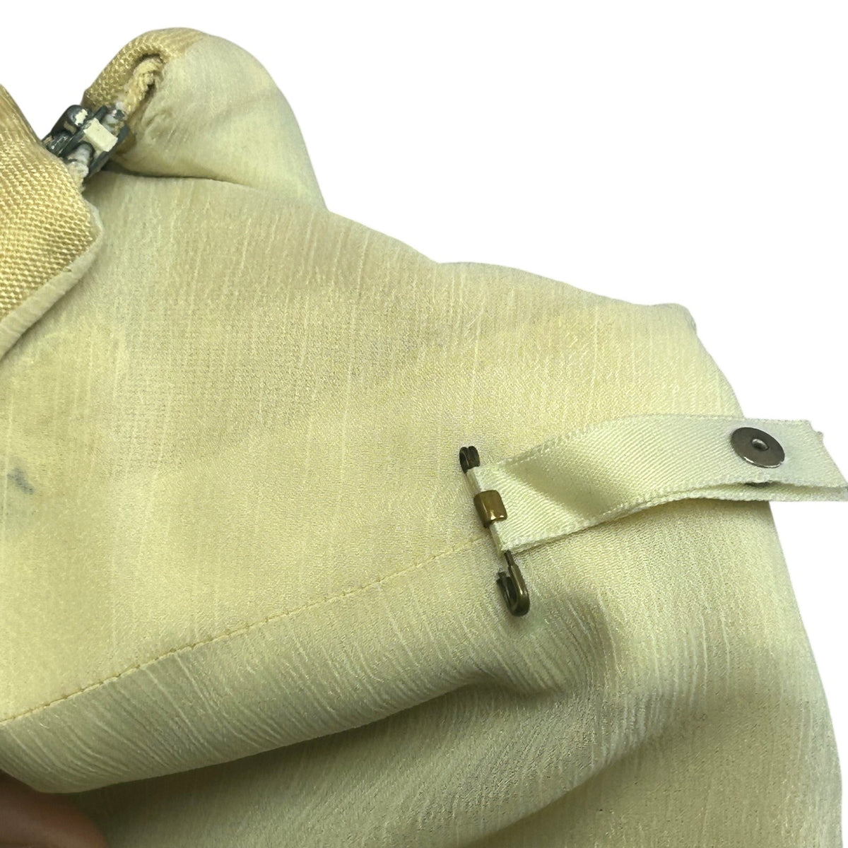 VTG 50s Hartnell Yellow Silk Applique Linen S Jacket Dress Set Feminine Wedding