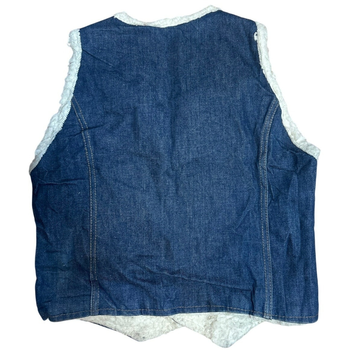 VTG 70s Nelson Denim Sherpa Vest Western Ranchcore Medium Workwear Biker Retro