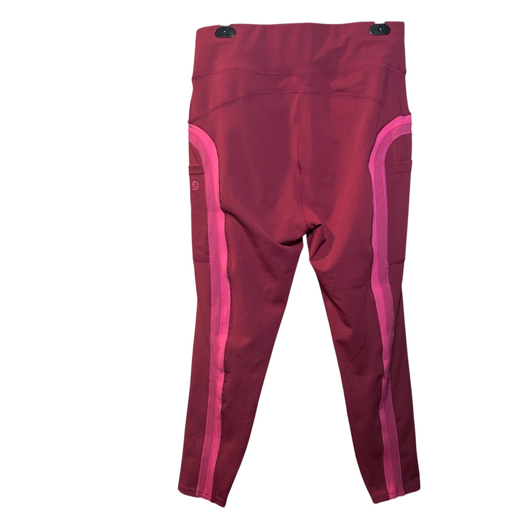 Pop Fit High Waisted Pocket Leggings Magenta Pink 2X Activewear Yoga Two Tone