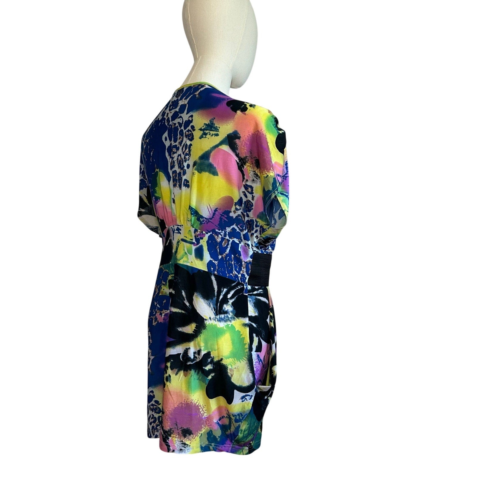 VTG Y2K Roommates Multicolored 4 Mini Dress Pockets Belt Retro Indie Twee Party