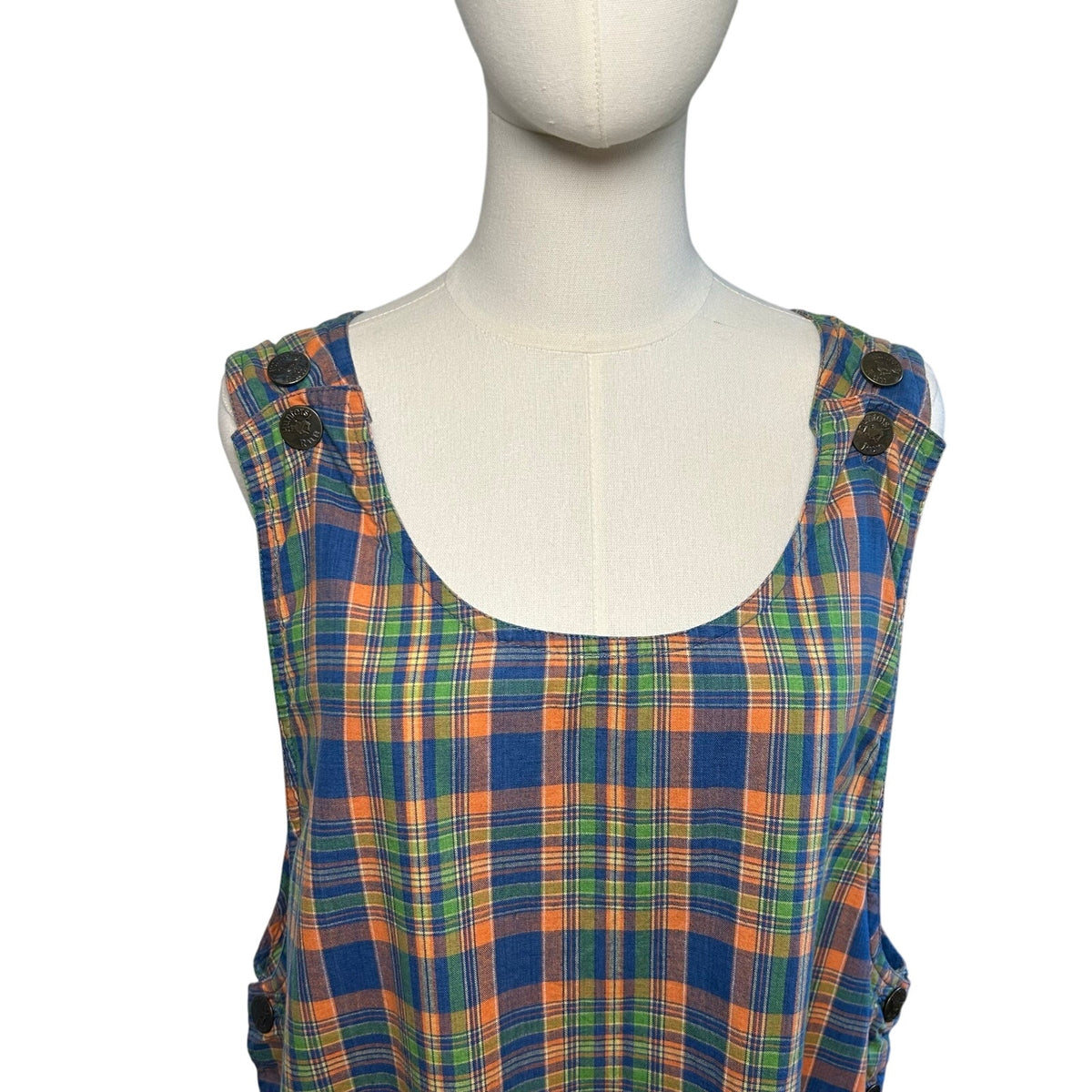VTG 90s Hunters Run 8 Plaid Sleeveless Jumper Mini Dress Grunge Preppy Indie