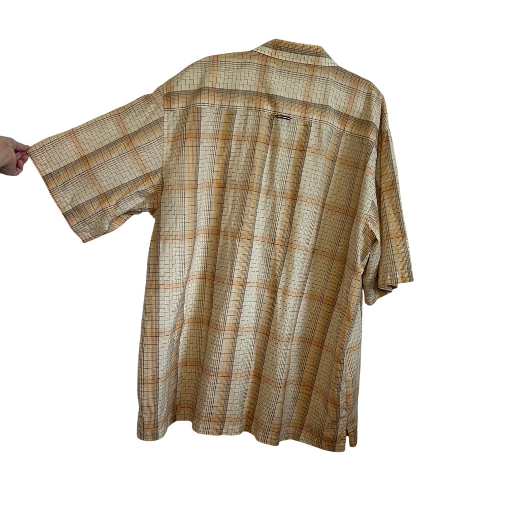 4XLT Attitude Brown Plaid Short Sleeve Casual Button Down Camp Shirt Big Tall