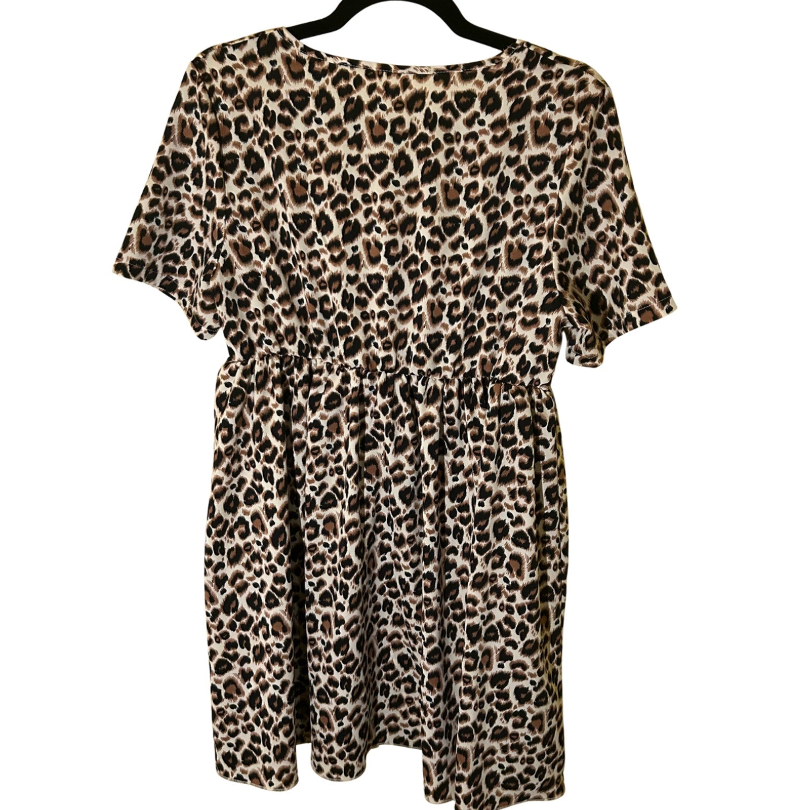 Cheetah Animal Print V-Neck Elastic Waist Mini Dress Medium Mob Wife Whimsygoth
