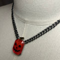 Betsey Johnson Orange Pumpkin Pendant Chain Necklace Halloween Goth Whimsygoth