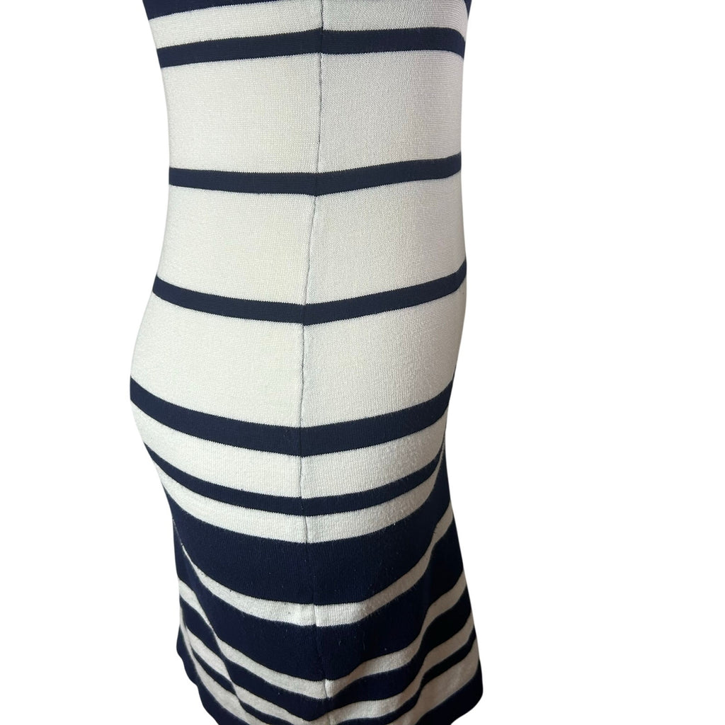 Two-O-Two Co Ltd Striped Knit Bodycon Dress Navy White Small