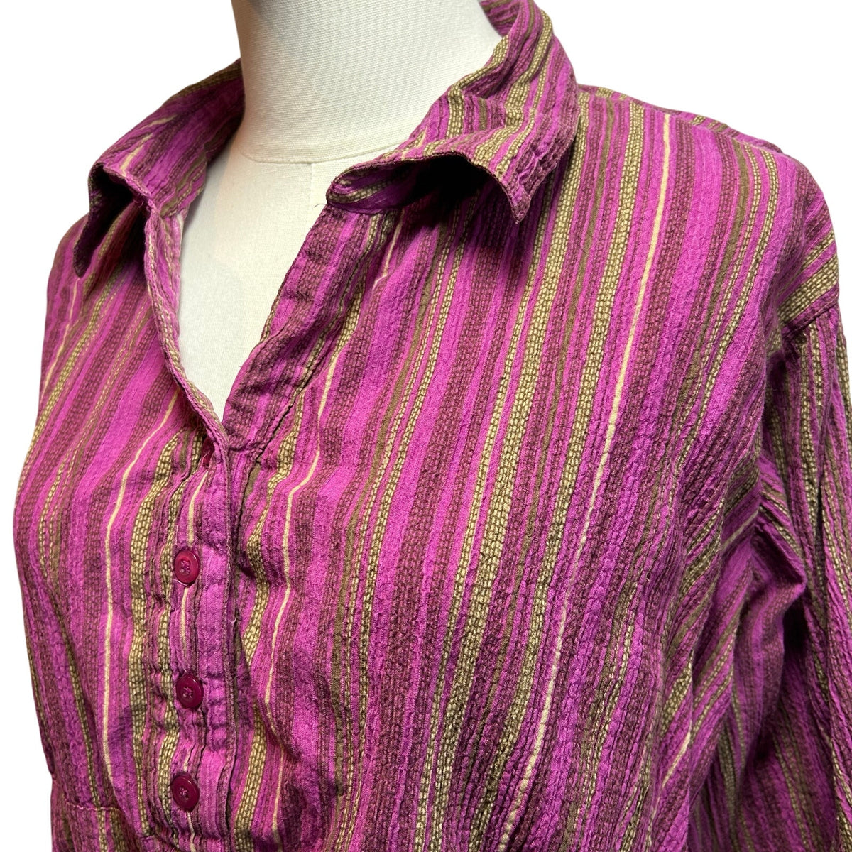 Christopher & Banks XL Purple Striped Seersucker Tunic Boho Casual Top