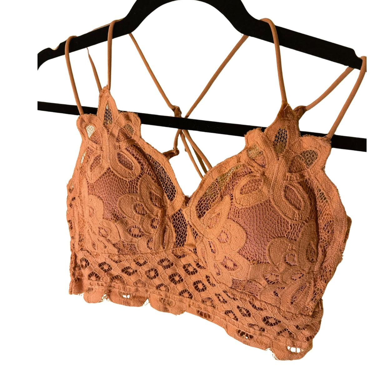 Zenana Boho Floral Lace Smocked Bralette Size XL Yellow Festival Coquette Fairy