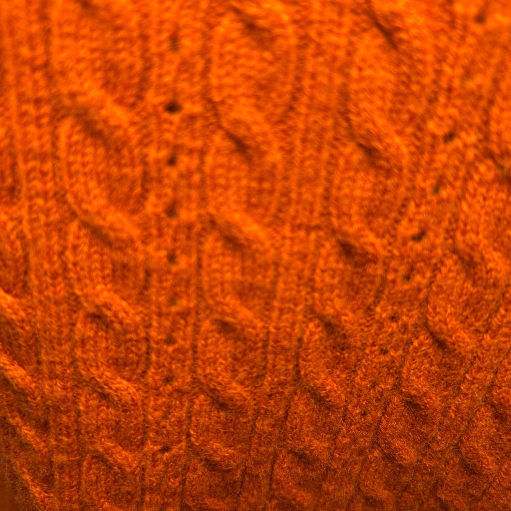 VTG 70s Liz Claiborne Orange Wool Crewneck Pullover Sweater M Cable Knit Cottage
