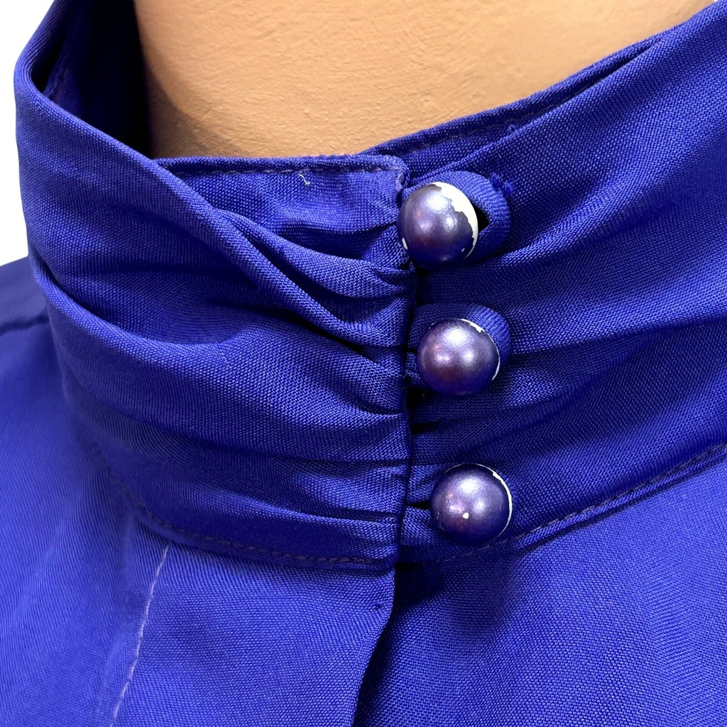VTG 80s Laura Mae M Purple Blouse Asymmetric Mock Neck Retro Office Siren Twee