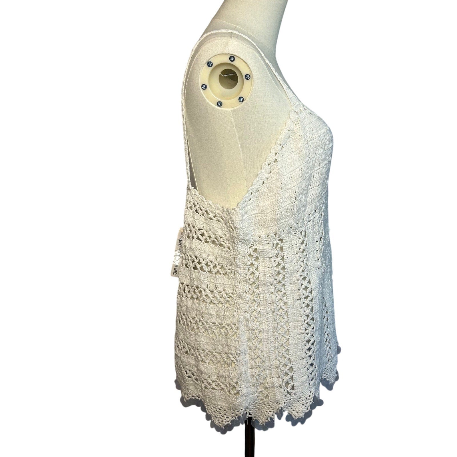 NWT VTG 90s Raiment Fashions Cotton Crochet Scalloped Tank Whimsygoth Boho NOS