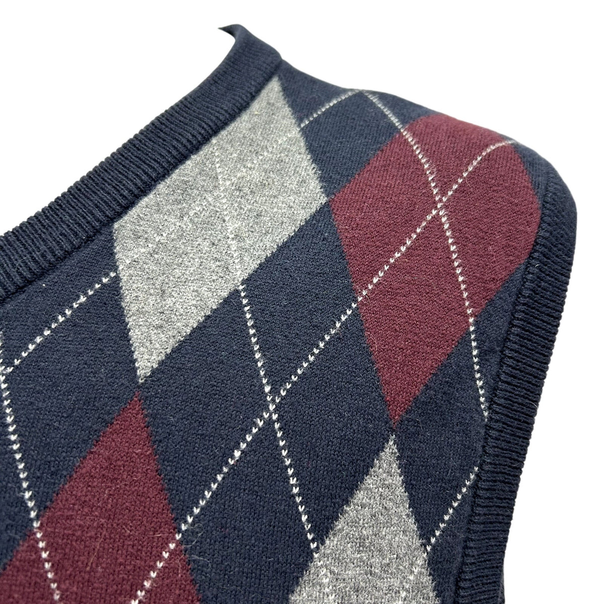 Chaps L Blue Argyle Cotton Knit V-Neck Sweater Vest Preppy Dark Academia