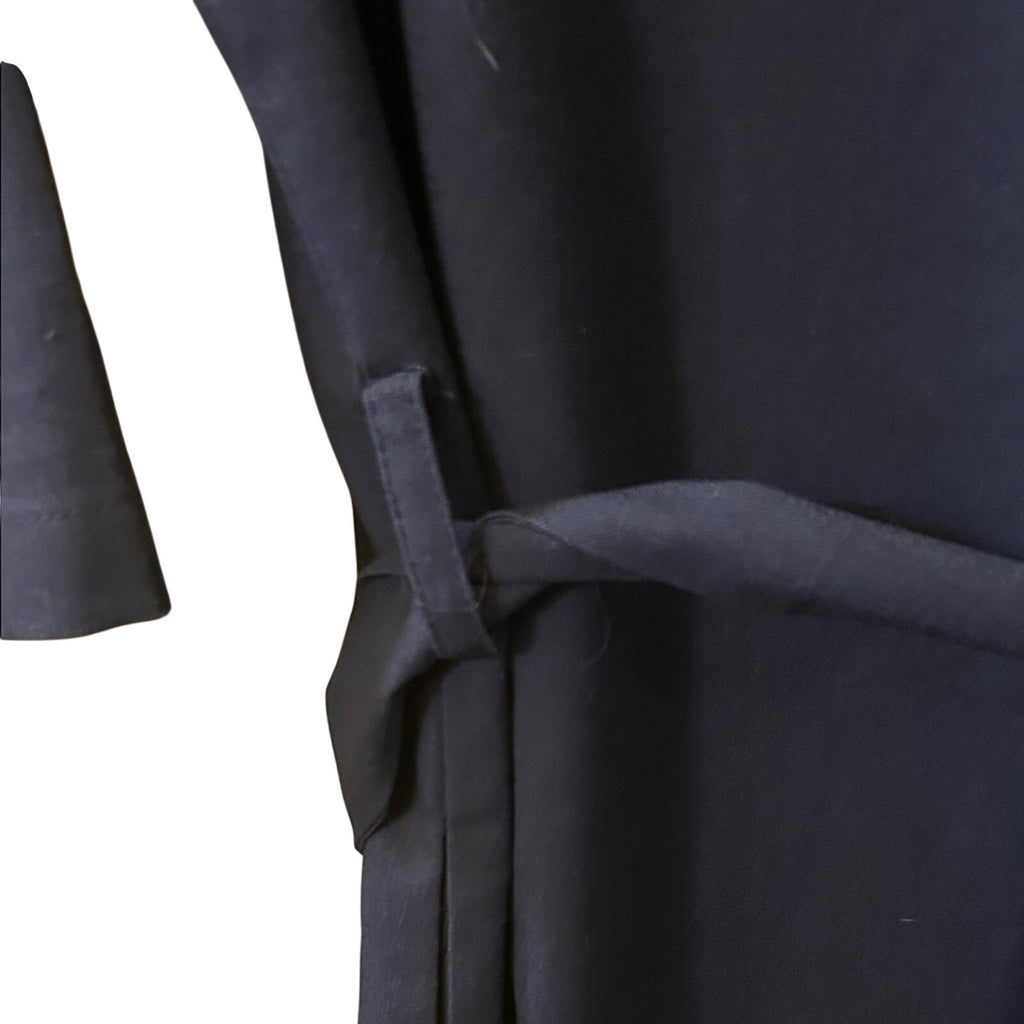 Hannah Canvas Signature Linen Belted Midi Dress Navy Blue Made in Canada Size M