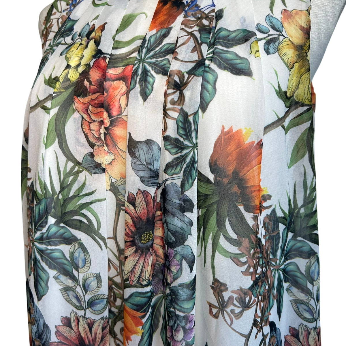 Emma & Michele Multicolor Floral Chiffon Pleated PL Mini Dress Keyhole Coquette