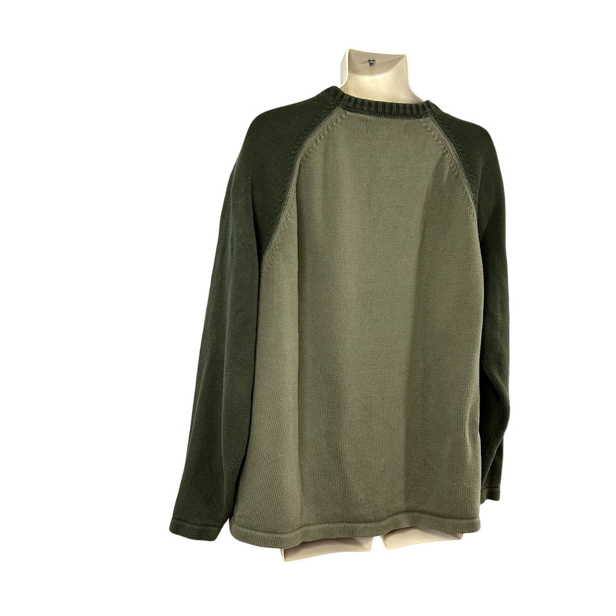 Eddie Bauer 2XL Green Dolman Sleeve Cotton Gauge Sweater Casual Basic Monochrome
