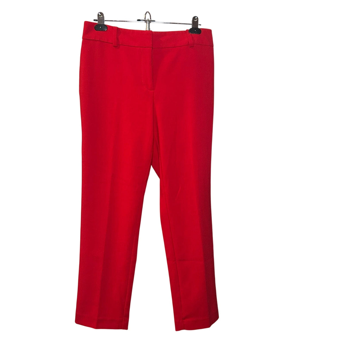 Ann Taylor Bright Red Straight Leg Pants 6 Stretch Luxe Career Bold Minimalist