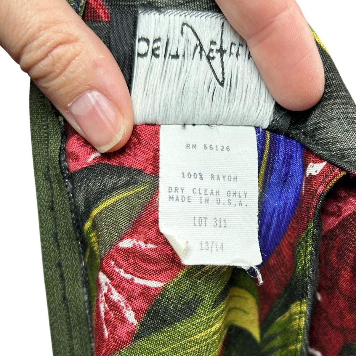 VTG 90s Positive Attitude Tropical Hibiscus Rayon Midi Dress Pockets Size 14