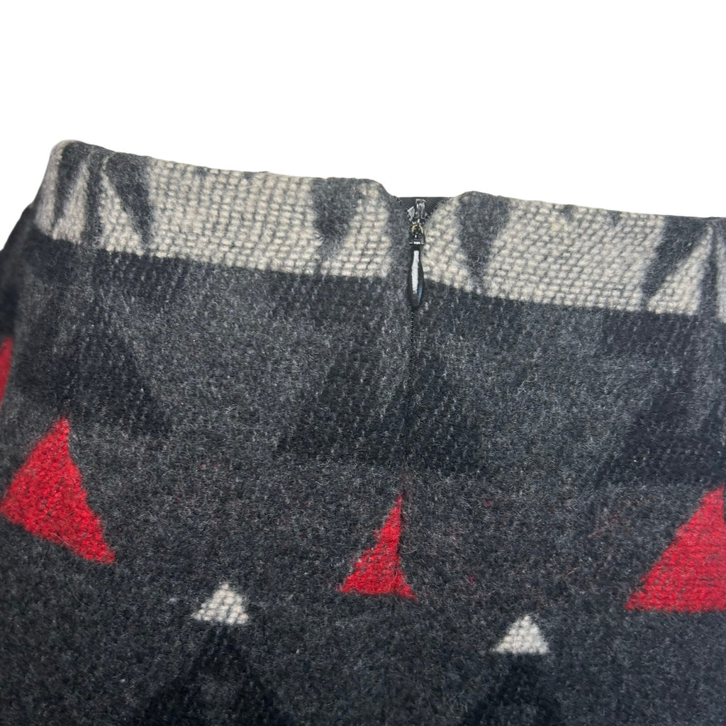 VTG The Last Best Place Southwestern Wool Blend Mini Skirt Black Red Aztec Sz 10