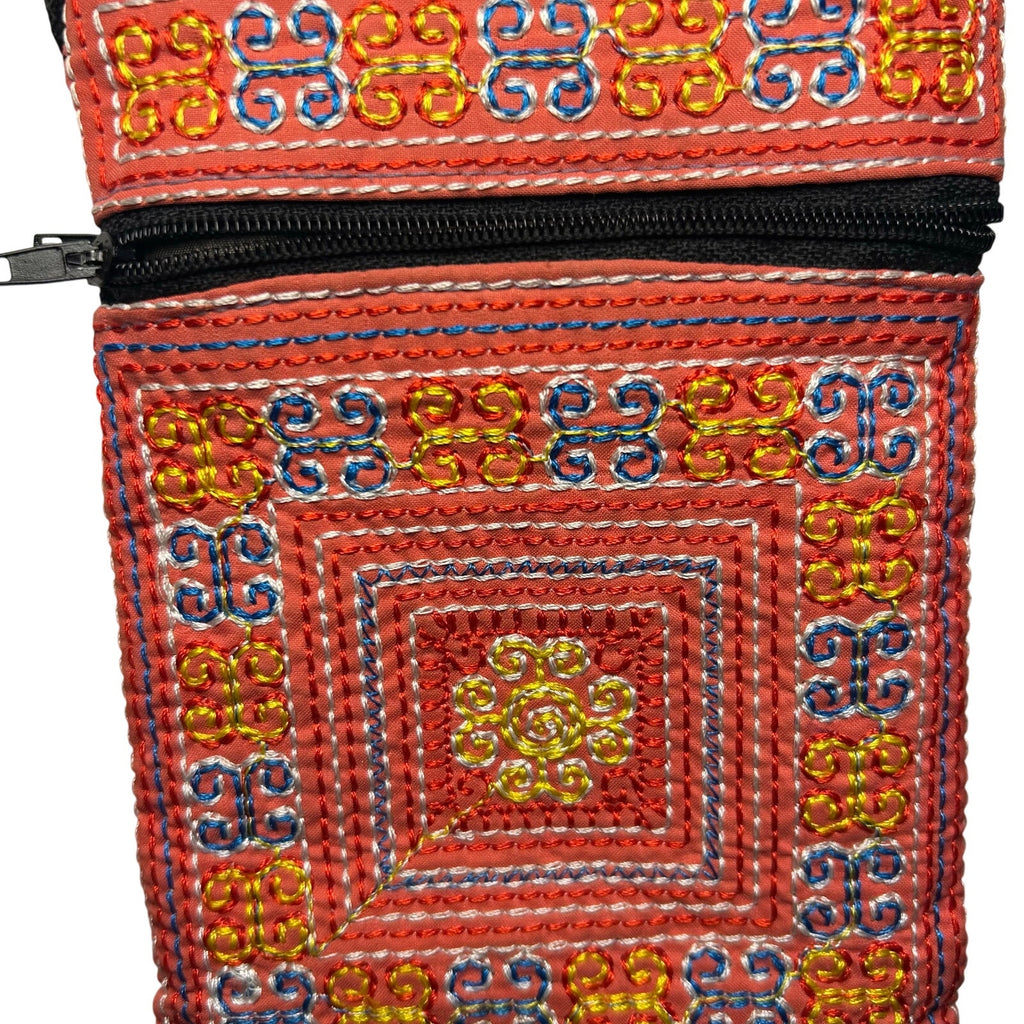 Hmong Embroidered Crossbody Pouch Bag Boho Whimsigoth Paj Ntaub Passport Purse