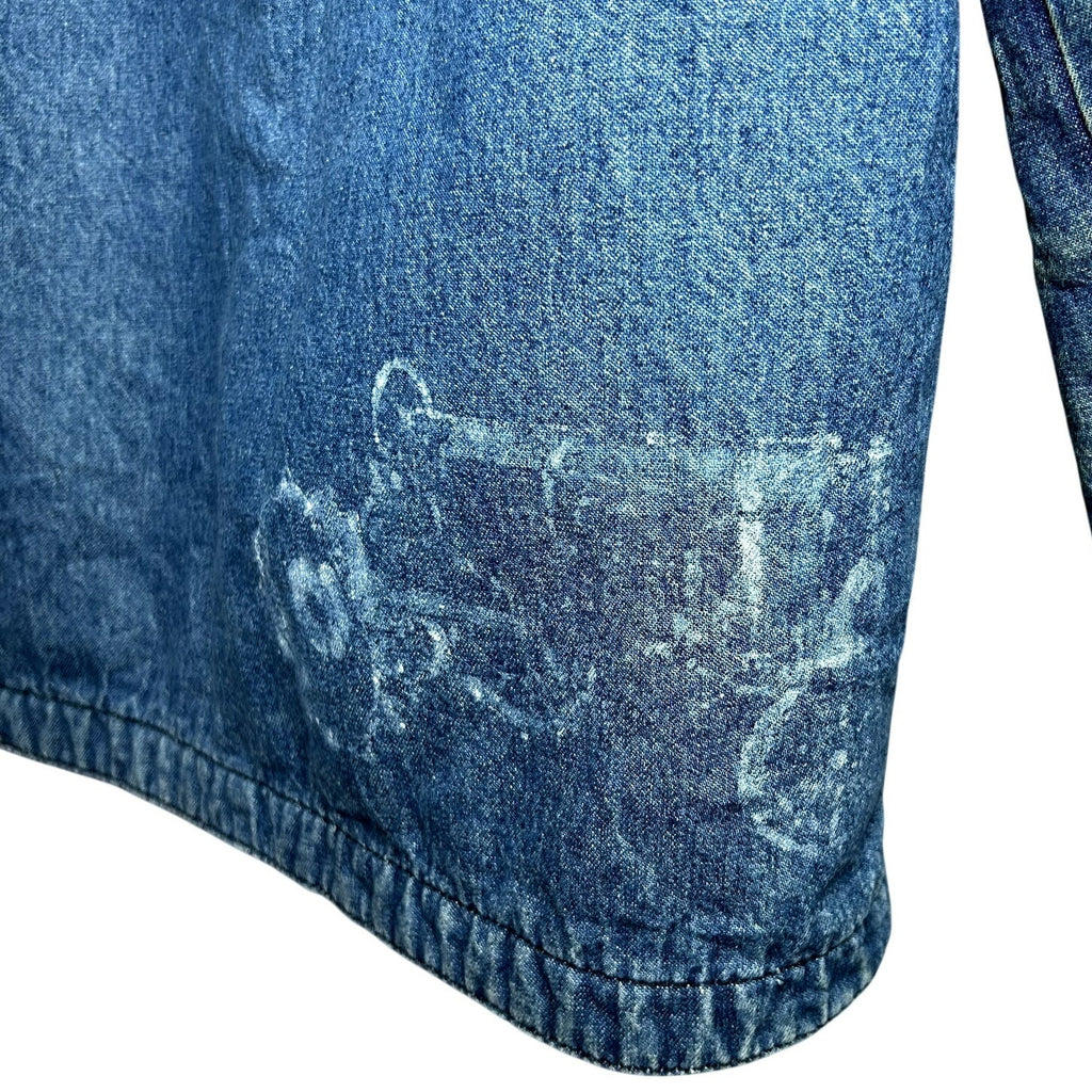 VTG 70s Big Ben Wrangler 36 Blanket Lined Denim Jacket Hand Painted Cow Art Barn