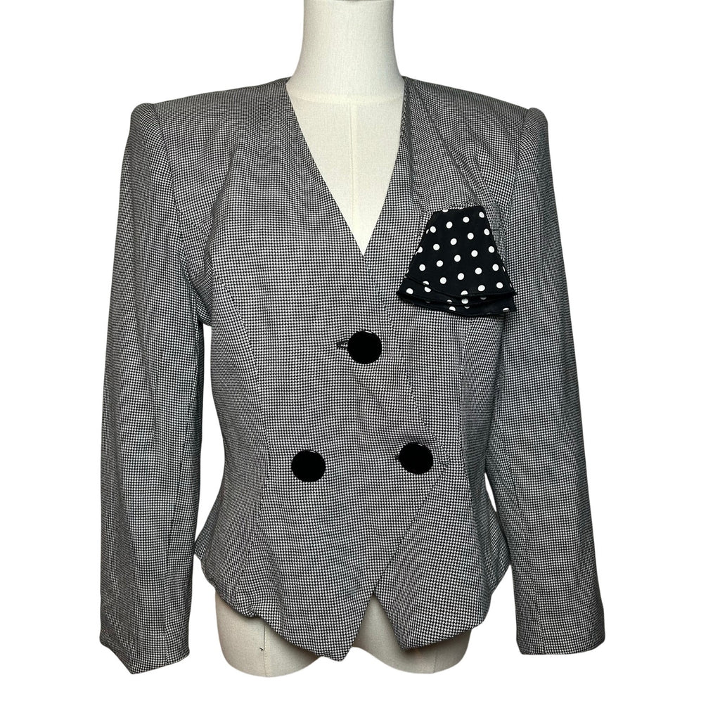 VTG 80s Gray Power Blazer Petite 8 Dark Academia Preppy Minimalism Office Siren