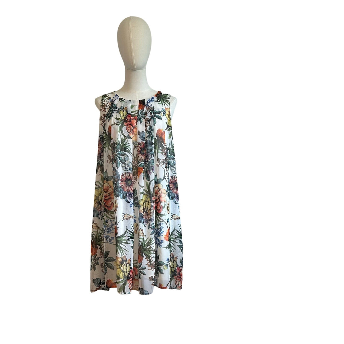 Emma & Michele Multicolor Floral Chiffon Pleated PL Mini Dress Keyhole Coquette