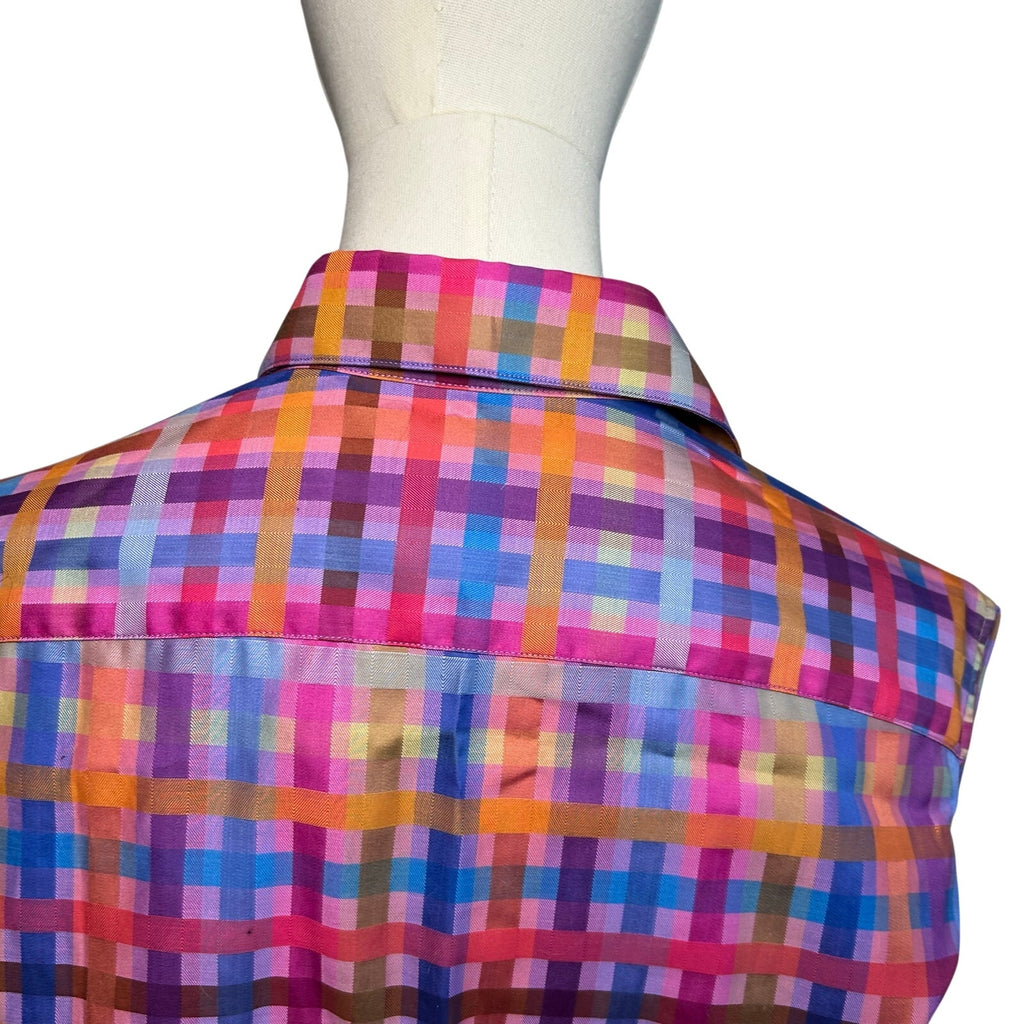VTG 90s John Braye Florence Grid Print Button Down Shirt Small Office Siren Y2K