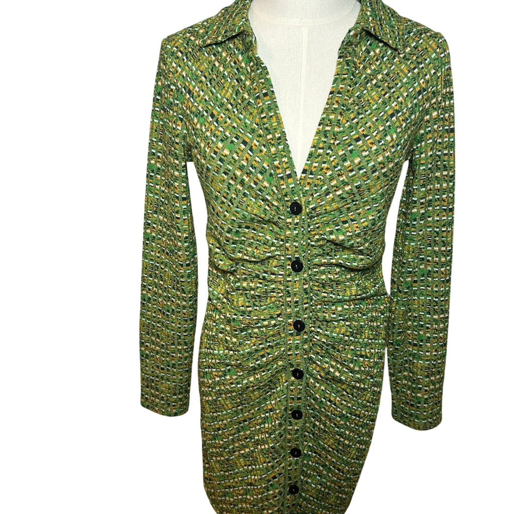 Stradivarius Green Long Sleeve Knit Dress M Minimalist Preppy Retro Streetwear