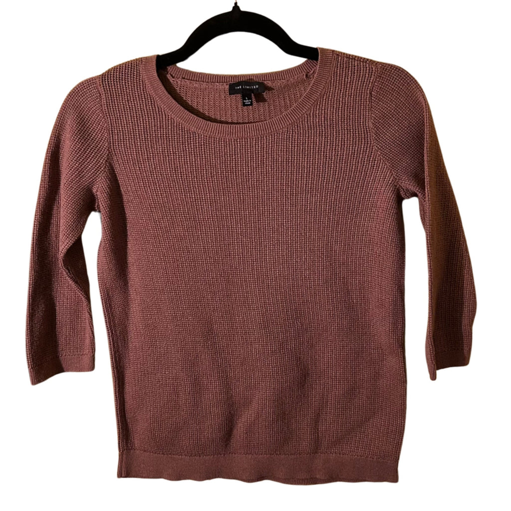 The Limited Brown Ribbed Knit Sweater 3/4 Sleeve Womens Large Office Career